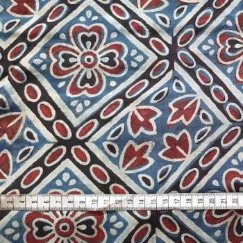 Preview: Ajrak Hand Block Print aus Indien – BLUE FLORALViskose